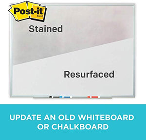 Post-it Dry Erase Whiteboard Film Surface for Walls, Doors, Tables, Chalkboards, Whiteboards, and More, Removable, Stain-Proof, Easy Installation, 8 ft x 4 ft Roll (DEF8X4), Model Number: DEF8x4