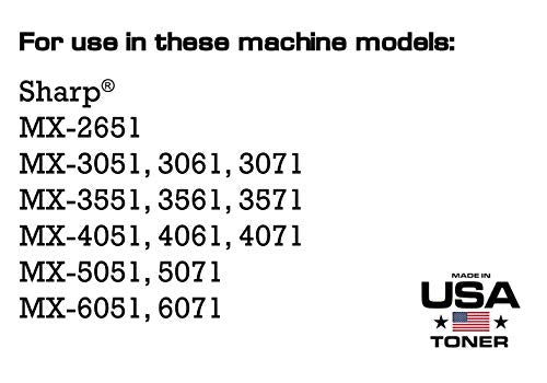 MADE IN USA TONER Compatible Replacement for Sharp MX2651, MX3051, MX3061, MX3071, MX3551, MX3561, MX3571, MX4051, MX4061, MX-61NTBA,MX-61NTCA,MX-61NTMA,MX-61NTYA (Black,Cyan,Yellow,Magenta, 4 Pack)
