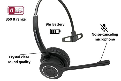 Discover Adapt 30 Wireless Headset System for Office Phones- Switch Between Single and Dual Speaker- Compatible with Polycom, Avaya, Cisco, Yealink and 98% of Office Desk Phones