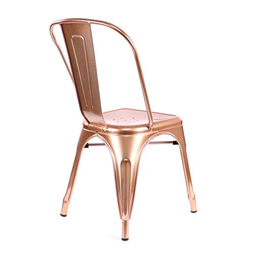 Design Lab MN Dreux Light Rose Gold Steel Side Chair, Set of 4, Chrome Light Rose Gold, Null