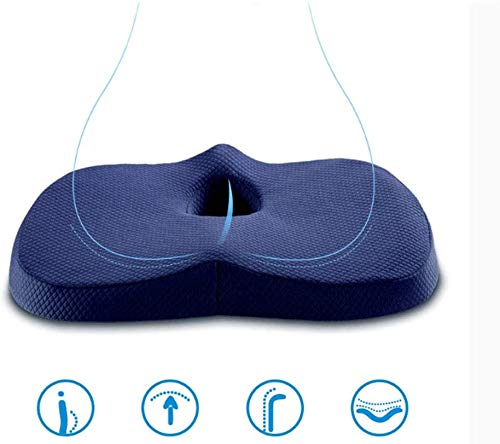 Memory Foam Seat Cushion for Office Chair & Wheelchair - Washable & Breathable Cover - Relieves Back Pain