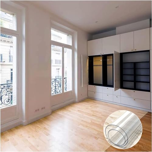 RIBONI Vinyl Rectangular Chair Mat Protector for Hard Floors - Clear - 140X180CM