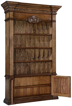 EuroLux Home Belize Rustic Pecan Solid Wood 2-Door Bookcase with 3 Adjustable Shelves