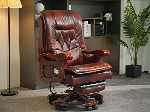 Kinnls Evan 2.0 Genuine Leather Massage Office Chair with Footrest