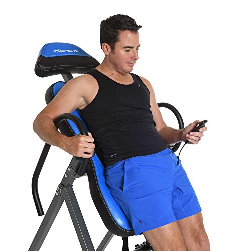 Exerpeutic Inversion Table UL Certified with Heat and Massage Therapy, Blue
