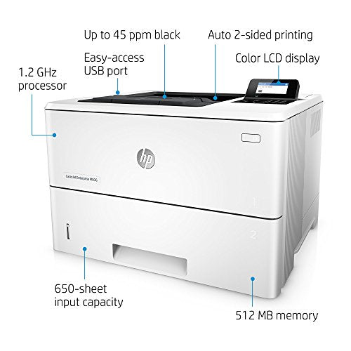 HP LaserJet Enterprise M506dn Laser Printer with Built-in Ethernet & Duplex Printing (F2A69A) (Renewed)
