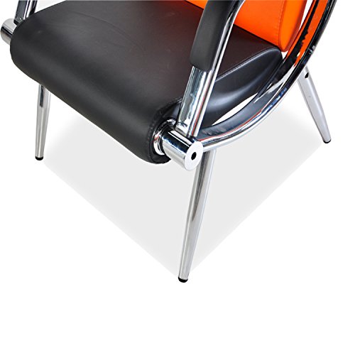 walnest Office Reception Chairs Set Guest Chair with Armrest Leather Room Sofa Padded Cushions Airport Hospital Bank (21-Seat,Orange and Black)