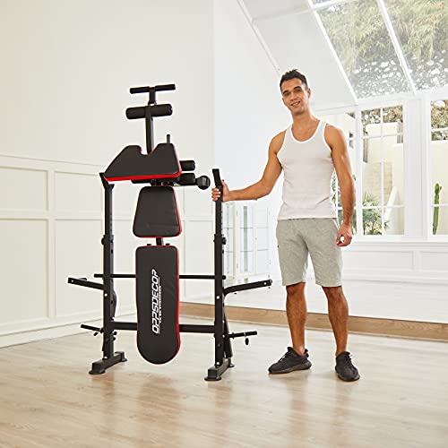 OppsDecor Weight Bench Adjustable Workout Bench Fitness Barbell Rack Strength Training for Home Gym (Carbon)