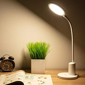 None LED Desk Lamp Eye Protection for Elementary, Middle School, and College Students - Plug-in Bedside Reading Light