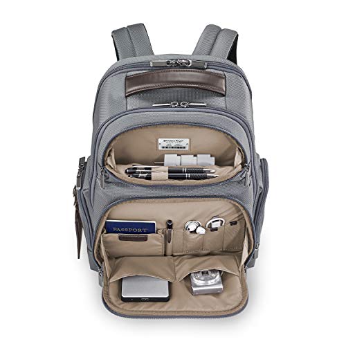 Briggs & Riley @Work Laptop Backpack for women and men. Fits up to 15.6 inch laptop. Business Travel Laptop Backpack with RFID Blocking Pocket, Grey