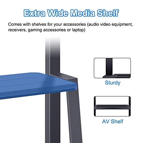 Generic Mobile TV Stand with Wheels & Av Shelf - Heavy Duty Black, Adjustable Height - Fits 32-75 Inch TV