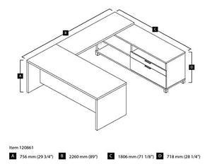 Bestar Pro-Linea U-Desk, White