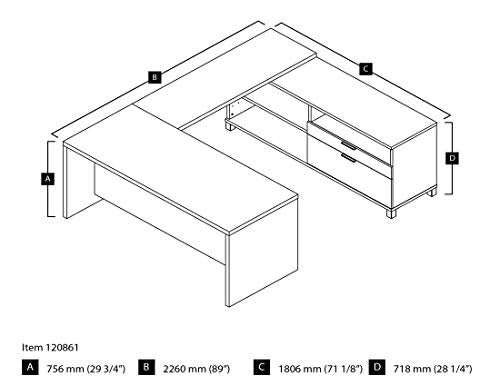 Bestar Pro-Linea U-Desk, White