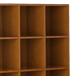 SIMPLIHOME Harper 42 Inch Mid Century Modern Cube Storage Bookcase with Drawers - Teak Brown