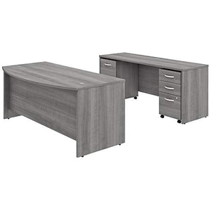 Bush Business Furniture Studio C Bow Front Desk, Platinum Gray