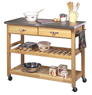 Natural Designer Utility Cart with Stainless Steel Top by Home Styles