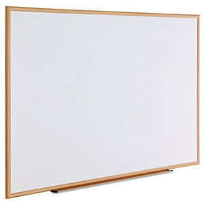 Universal 43621 Dry-Erase Board, Melamine, 72 x 48, White, Oak-Finished Frame
