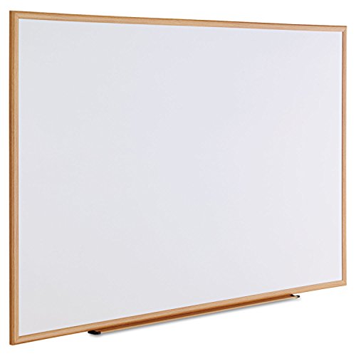 Universal 43621 Dry-Erase Board, Melamine, 72 x 48, White, Oak-Finished Frame