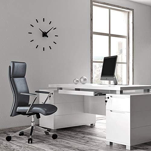 Adjustable Ergonomic Draper Leather Executive Chair with Aluminum Frame- Black