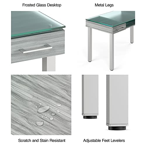 Union & Scale Un56948 Prestige 47 Glass Writing Desk, Gray (Un56948)
