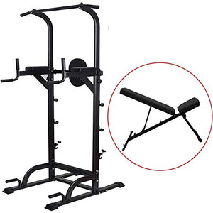 Power Tower Pull Up Dip Station Adjustable Height - Home Gym Tower Strength Training Gym Equipment, Indoor Sit-up Board, Weight-Bearing Squat Rack