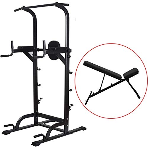 Power Tower Pull Up Dip Station Adjustable Height - Home Gym Tower Strength Training Gym Equipment, Indoor Sit-up Board, Weight-Bearing Squat Rack