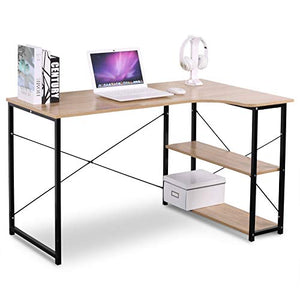 WSZMD 1PC Computer Desk Office Desk Workstation L-Shaped Study Writing Desk Computer PC Laptop Table Workstation Dining Gaming Table，Computer Desk (Color : Black and Rust)