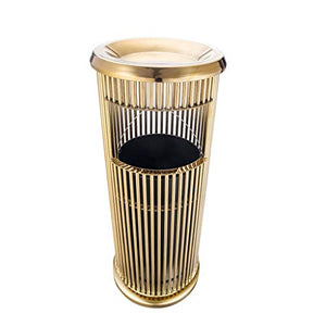 FMHCTN Trash Can Stainless Steel Trash Can Hotel Bathroom Waste Can Recycling Bin Outdoor Indoor Supermarket Lobby Office with Ashtray Garbage Can (Color : Titanium Gold-1)