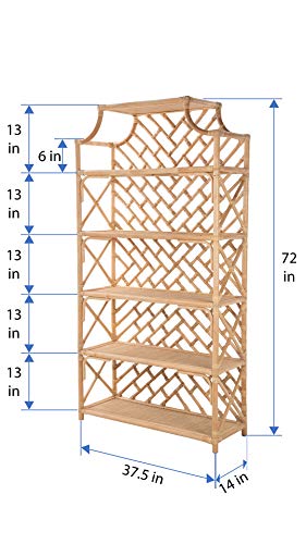 Kouboo Rattan Bookshelf, Chippendale Style, Light Brown