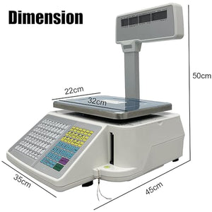 HQHAOTWU Digital Price Computing Scale 30kg with Cash Box Thermal Printer