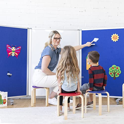 ECR4Kids Mobile Dry-Erase Room Divider and Partition, Double-Sided, Rolling Caster Wheels, 3-Panel Dry-Erase Board, Collapses for Easy Storage