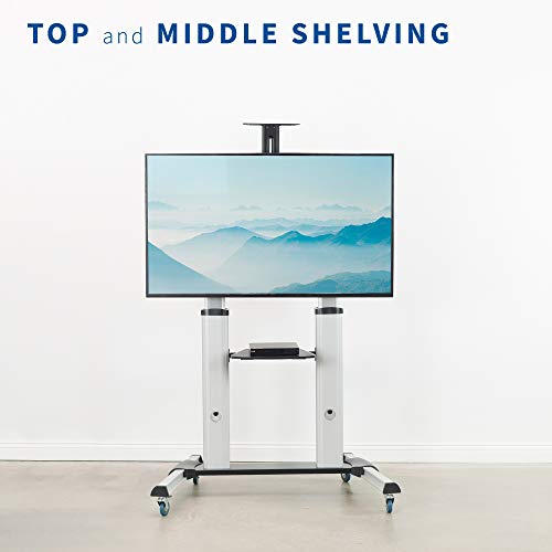 VIVO Ultra Heavy Duty Mobile TV Stand for 32-100 inch Flat Screens, Adjustable Rolling Cart with Wheels - STAND-TV22S
