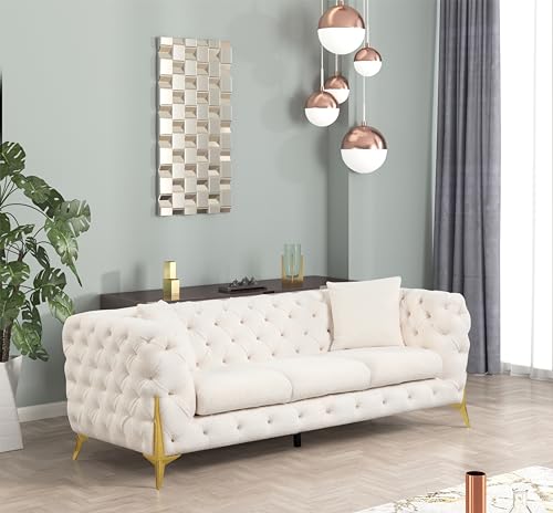 Generic Modern Living Room Set in Cream Wood - 2 Piece