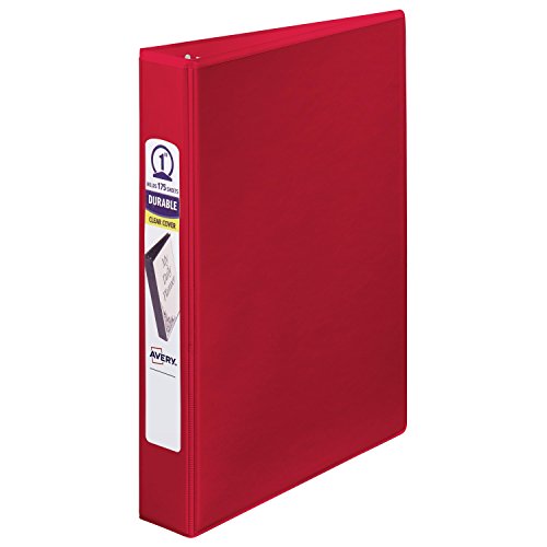 Avery Mini Durable View Binder with 1" Rings, 175-Sheet Capacity, Red, 5-1/2" x -1/2" (17163)