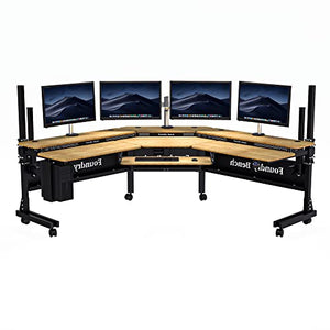 VERSADESK Foundry Split Level Corner Standing Desk, Electric Height Adjustable, Bamboo Surface