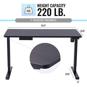 CO-Z Height Adjustable Computer Desk | 48x24 inch Sitting and Standing Desk for Home Office More | Motorized Sit Stand Gaming Desk with Cable Management | One Piece Top Electric Stand Up Desk, Black