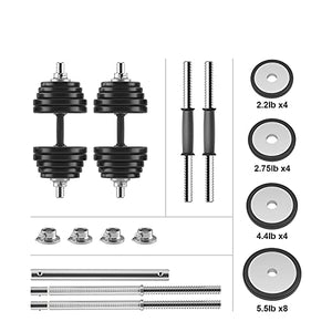 RUNWE 2021 Latest Pure steel Adjustable Dumbbells Weights Barbell Free Weight 40/60/90/110 Exercise Fitness 3 in 1 Lifting Workout Strength Training Connecting Rod Home Gym Office