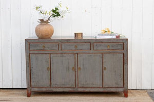 Lschool Gray Shadow Lacquered Asian Credenza