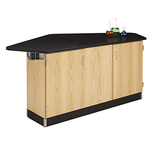 Diversified Woodcrafts Forward Vision II 4 Student Workstation, Solid Oak Wood, Flat Phenolic Top