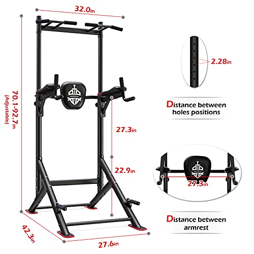 Sportsroyals Power Tower Pull Up Dip Station Adjustable Multi-Function Home Gym Strength Training Fitness Equipment Newer Version