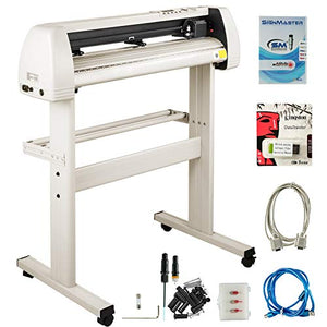 VEVOR Vinyl Cutter 34 Inch Vinyl Cutter Machine with 20 Blades Maximum Paper Feed 870mm Vinyl Plotter Cutter Machine with Sturdy Floor Stand Adjustable Force and Speed for Sign Making (Khaki) PC ONLY