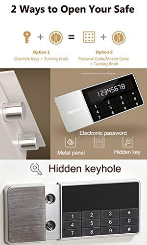Safe Box | Fireproof Digital Lock Box Security Safe | Home Combination Electronic Steel Safe with Keypad | 2 Manual Override Keys | for Home, Business or Travel, White
