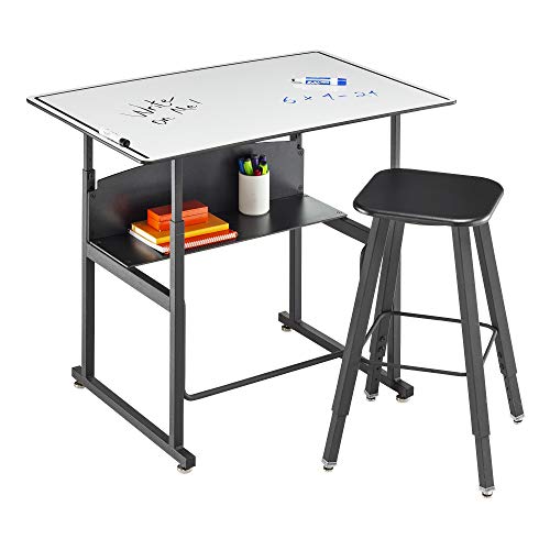 Safco Adjustable-Height Desk for Active Learning with Swinging Pendulum Footrest