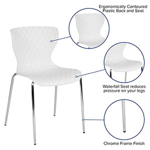 EMMA + OLIVER 4 Pack White Plastic Stack Chair