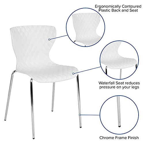 EMMA + OLIVER 4 Pack White Plastic Stack Chair