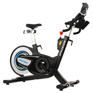 Sunny Health & Fitness Asuna 6100 Sprinter Cycle Exercise Bike - Magnetic Resistance Belt Rear Drive, 350 lb Max Weight with RPM Cadence Sensor, Dual Foot Cage/Clipless (SPD) Pedals