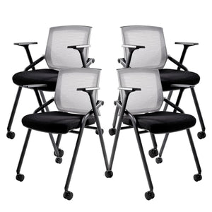 BLANEDUO Folding Conference Room Chairs with Lumbar Support & Armrests, Stackable (4 Pack)