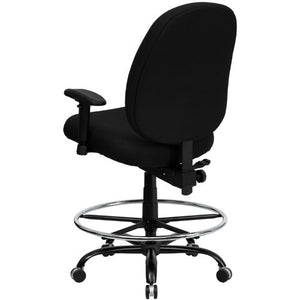 Flash Furniture HERCULES Series Big & Tall 400 lb. Rated Black Fabric Drafting Chair with Adjustable Arms