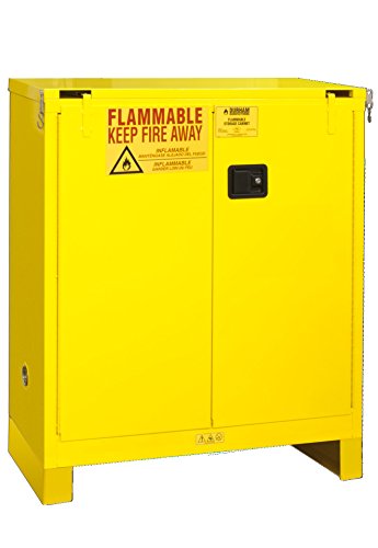 Durham 1030SL-50 Flammable Safety Cabinet with 2 Self Closing Door and Legs, 43" x 18" x 51-3/8", 30 gal Capacity, Yellow