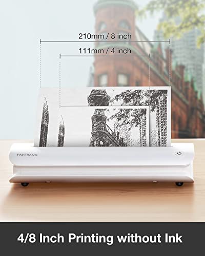 Wireless Bluetooth Portable Printer Bundle, Paperang F1S Travel Printer with 8 Rolls 8 inch Paper for A4 Printer